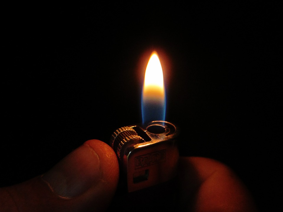 lighter turned on